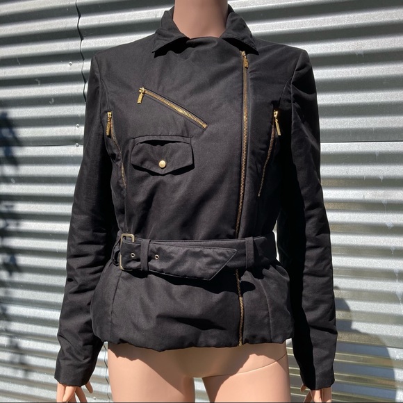 La Perla Jackets & Blazers - La Perla Studio Fabric Biker Jacket with Belt